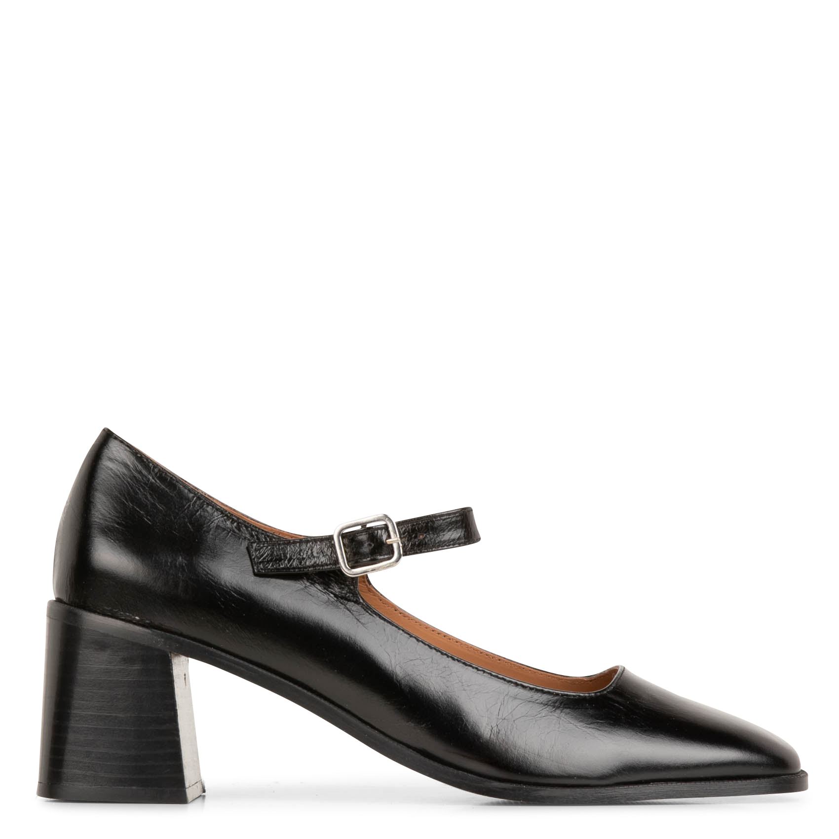 REBECCA - Babies carrées en cuir vernis | Noir