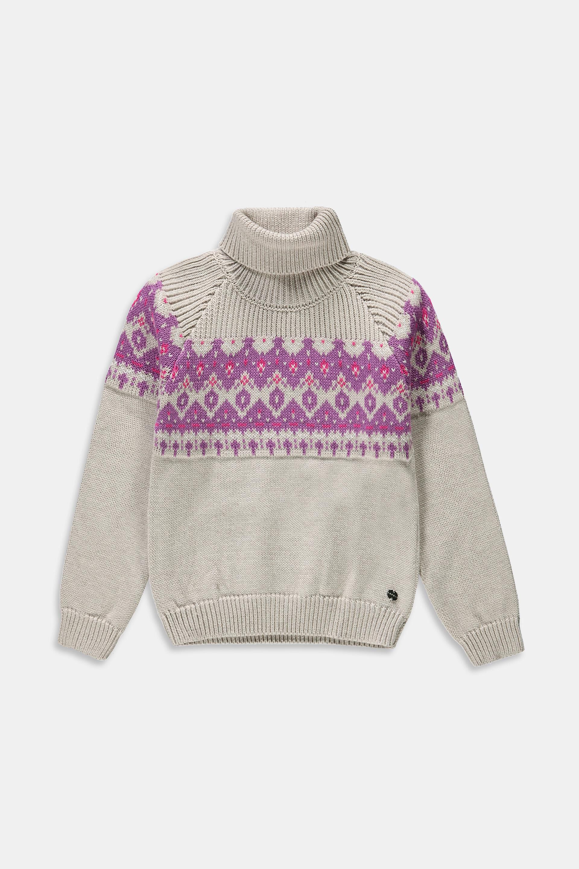 Pull-over à col roulé et motif scandinave