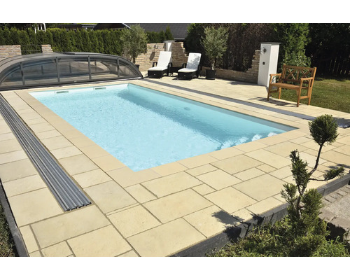 Zwembadrand, Bergerac Element 90° hoek, Champagne, 49,5/49,5 x 31 x 3,2 cm