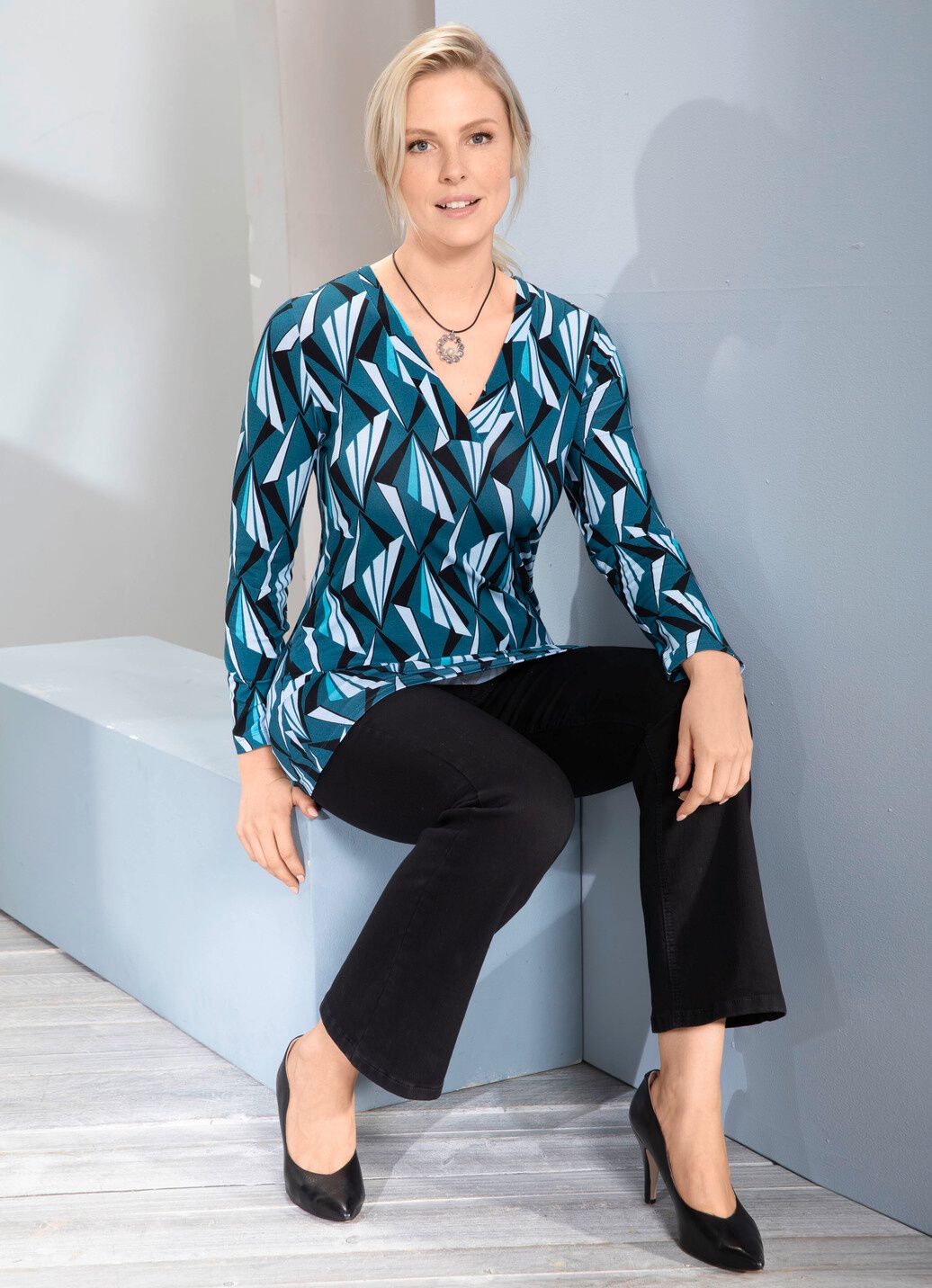 Allover gemustertes Shirt in 2 Farben
