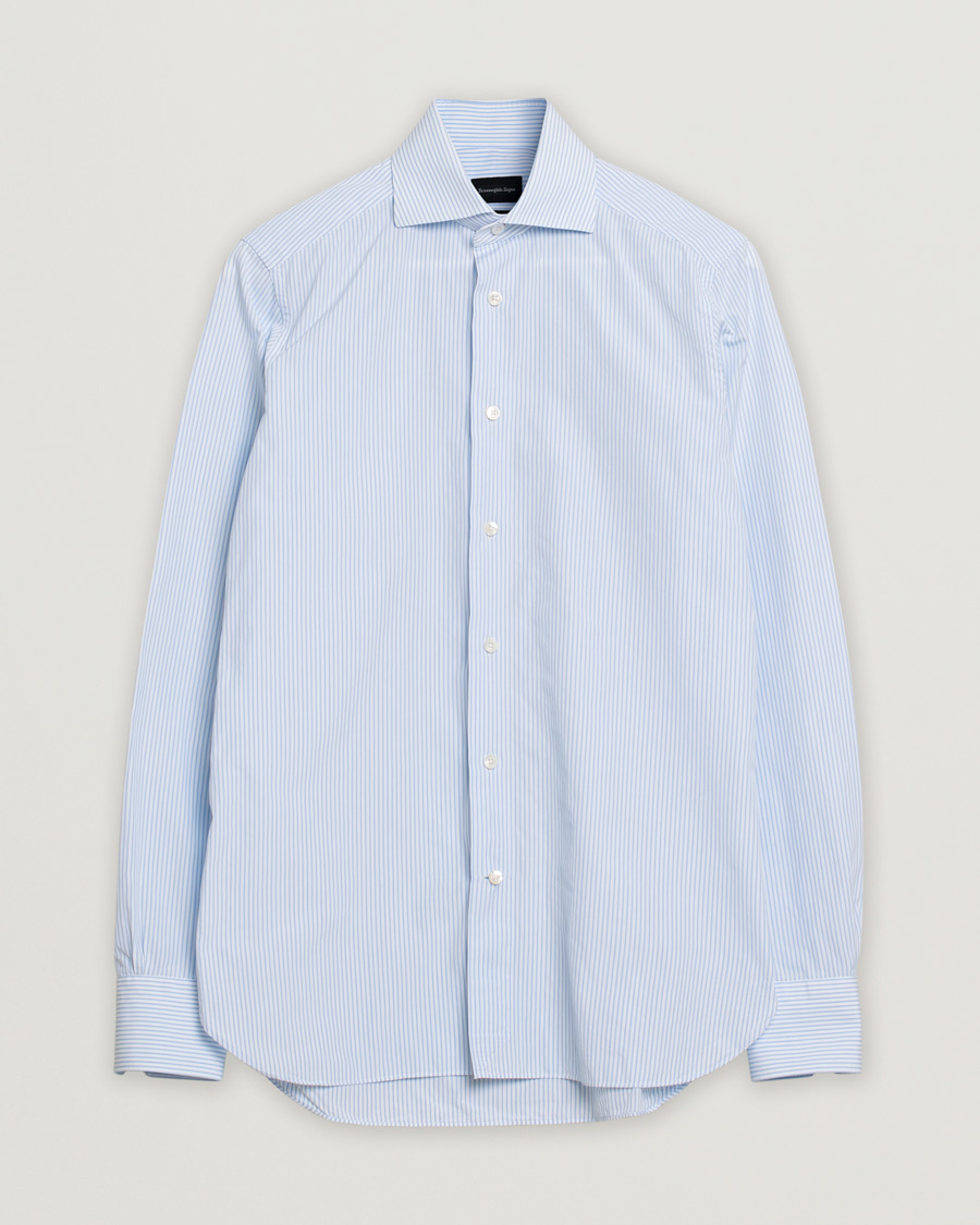 Ermenegildo Zegna Slim Fit Trofeo Striped Cotton Shirt Light Blue 38 - S