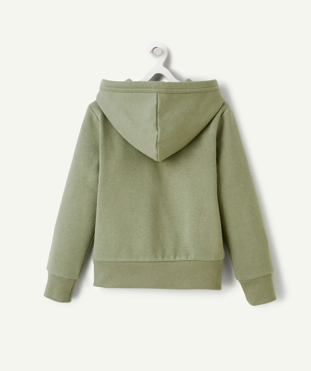 GILET À CAPUCHE GARÇON ZIPPÉ EN FIBRES RECYCLÉES VERT