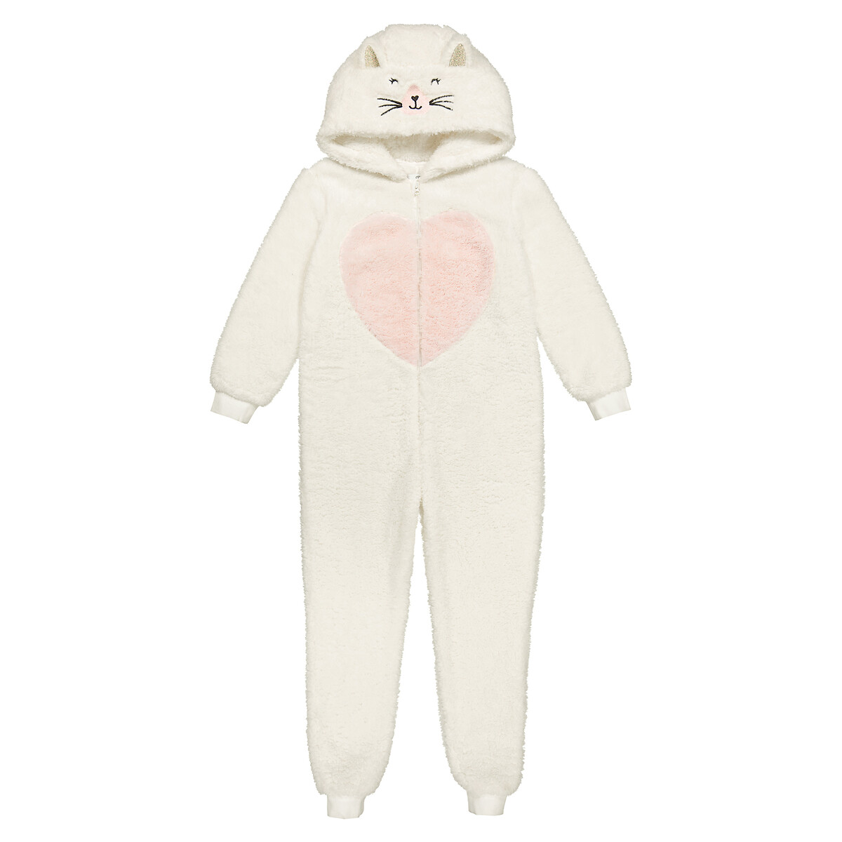COLEÇÕES LA REDOUTE<br>Macacão em fleece macio, bordado de gato