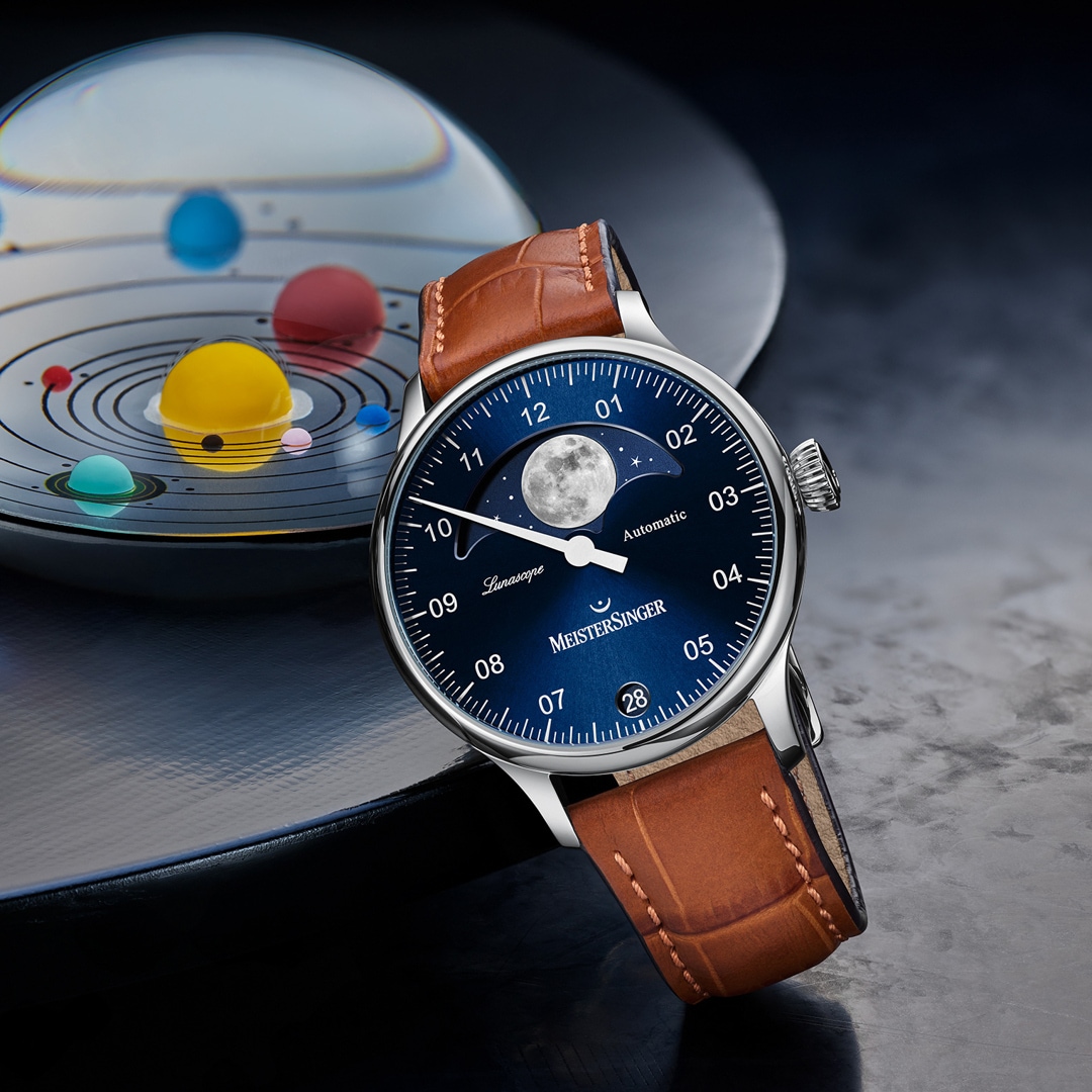 MeisterSinger Lunascope Moonphase Sonnenschliff Blau