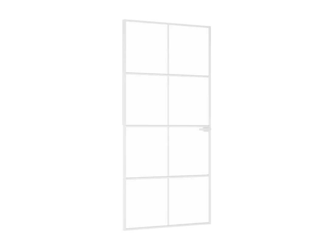 Porte d'intérieur Blanc 93x201,5 cm Trempé verre aluminium fin