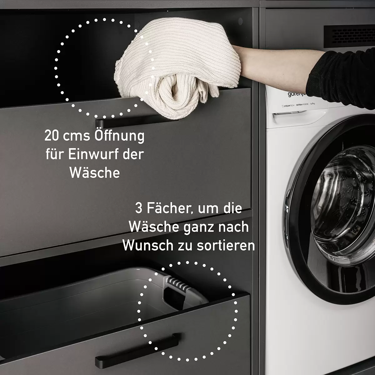 Wäscheschrank Galleria Nero Anthrazit