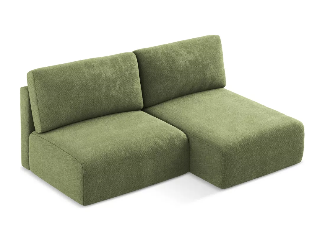 Canapé d’angle 3 places droit sans accoudoir convertible en Chenille - vert - KONA