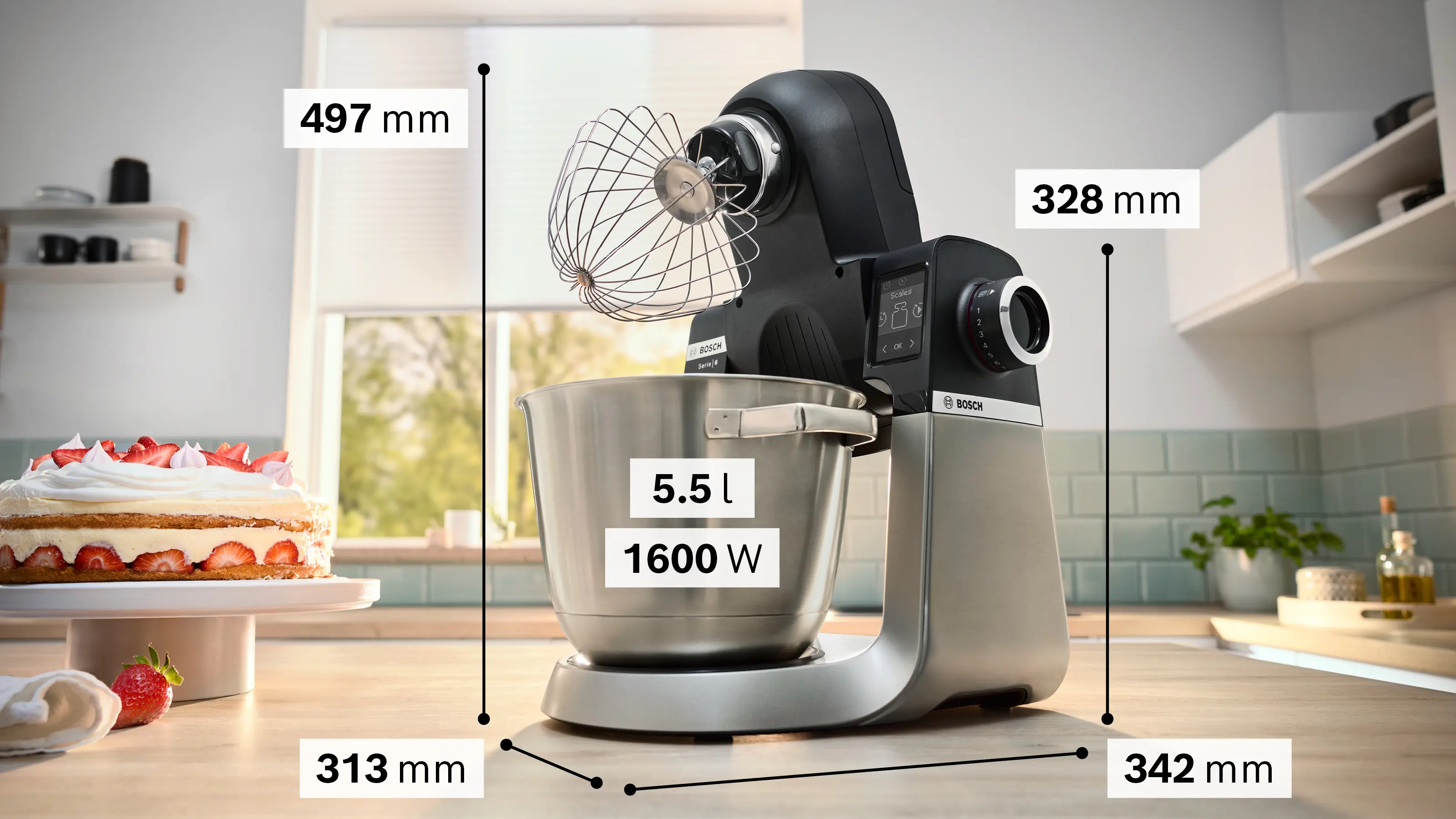 Serie 6 Keukenmachine met weegschaal en timer 1600 W Zwart, RVS