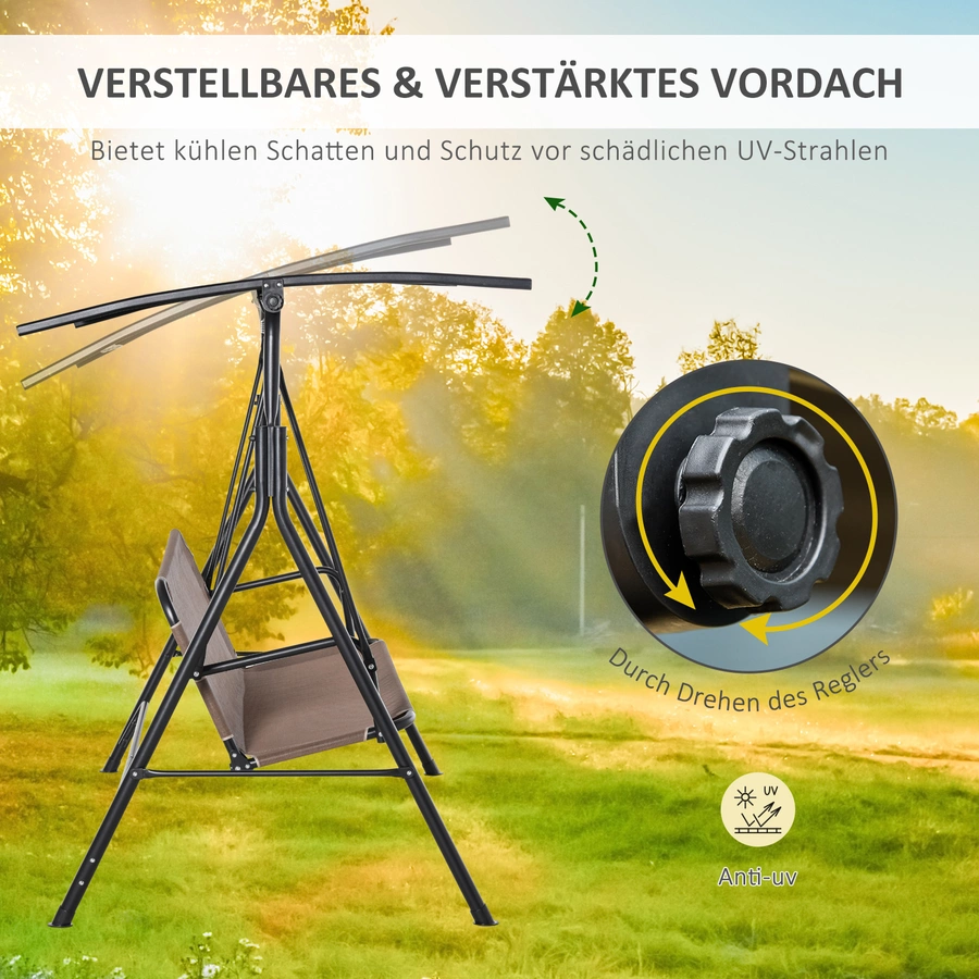 Outsunny 3- Sitzer Hollywoodschaukel mit Sonnendach braun