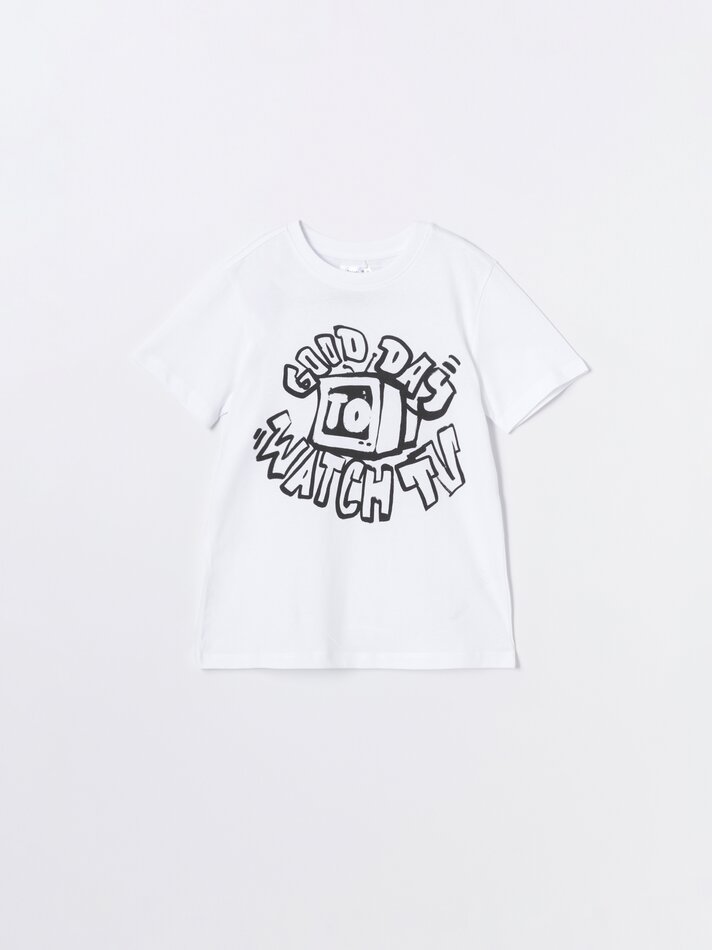 Pacote com 6 camisetas de manga curta estampadas - Cor Areia