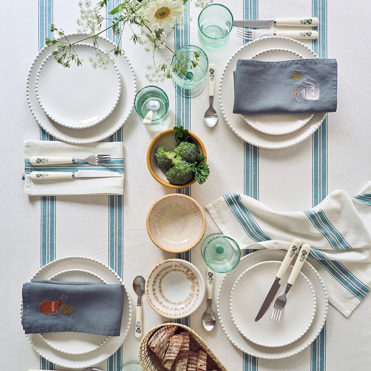 LA REDOUTE INTERIEURS<br>Conjunto de talheres de 24 peças, design floral, Isa