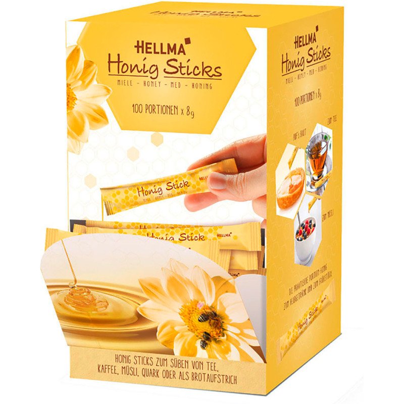 Miel de fleurs Hellma - Boîte distributrice de 100 sticks