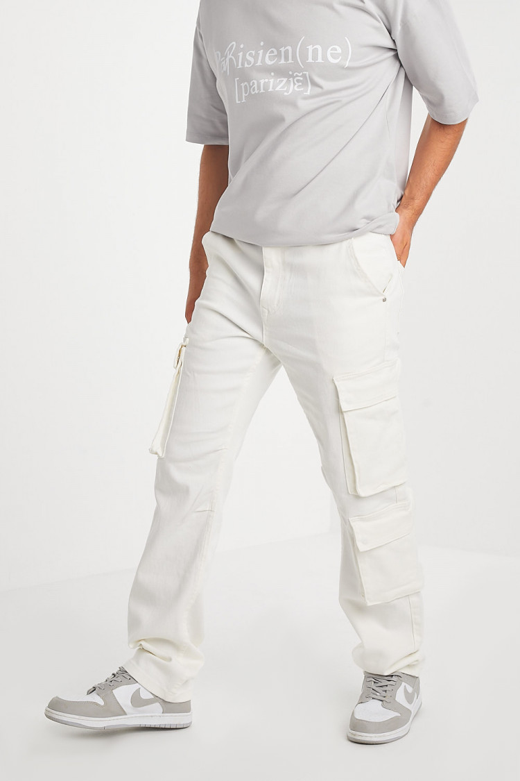 jeans blanc coupe cargo