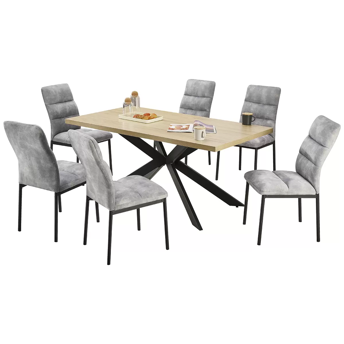 Tischgruppe Sydney Artisan Eiche,grau,schwarz
