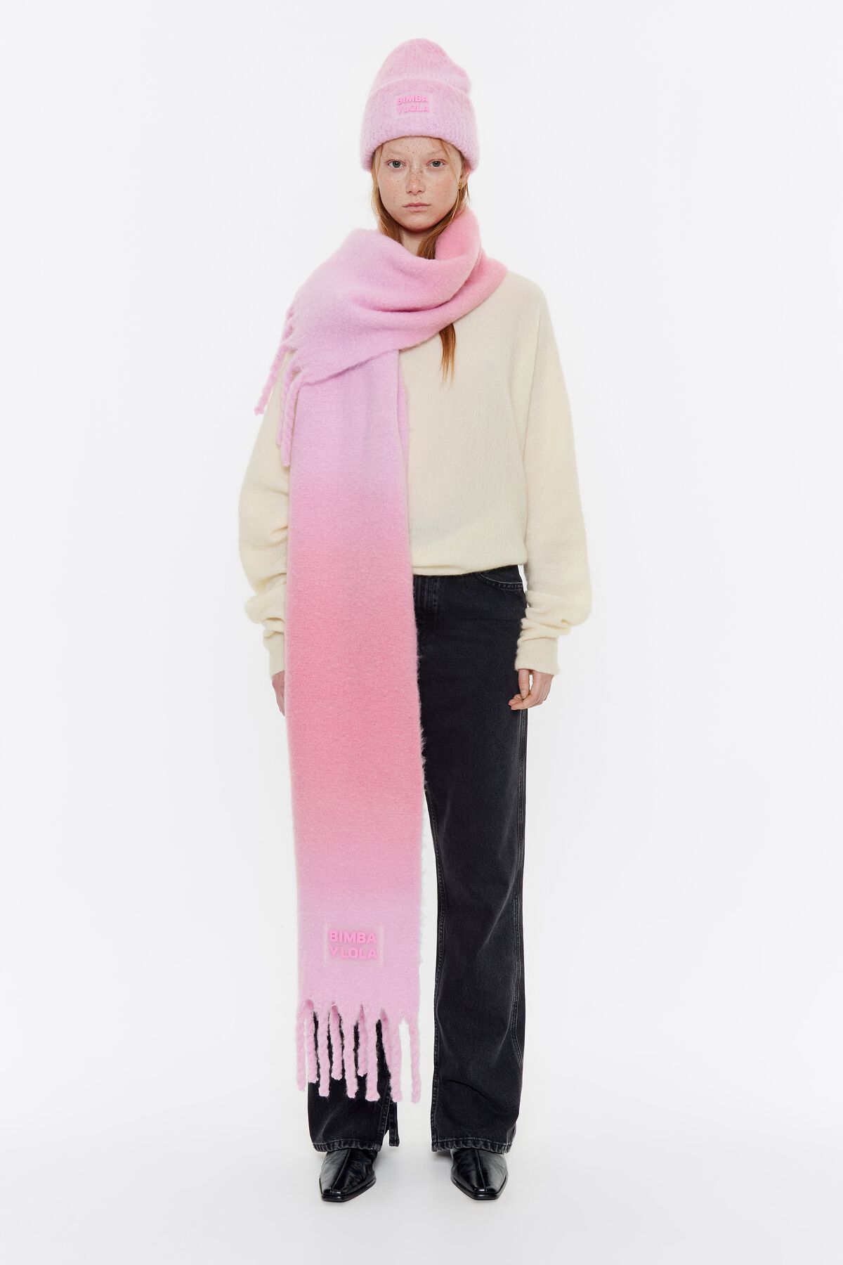 lenço escovado com degradê rosa