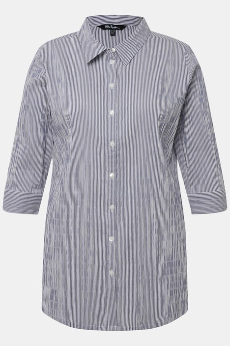 Bubble-Bluse, Streifen, Hemdkragen, 3/4-Arm