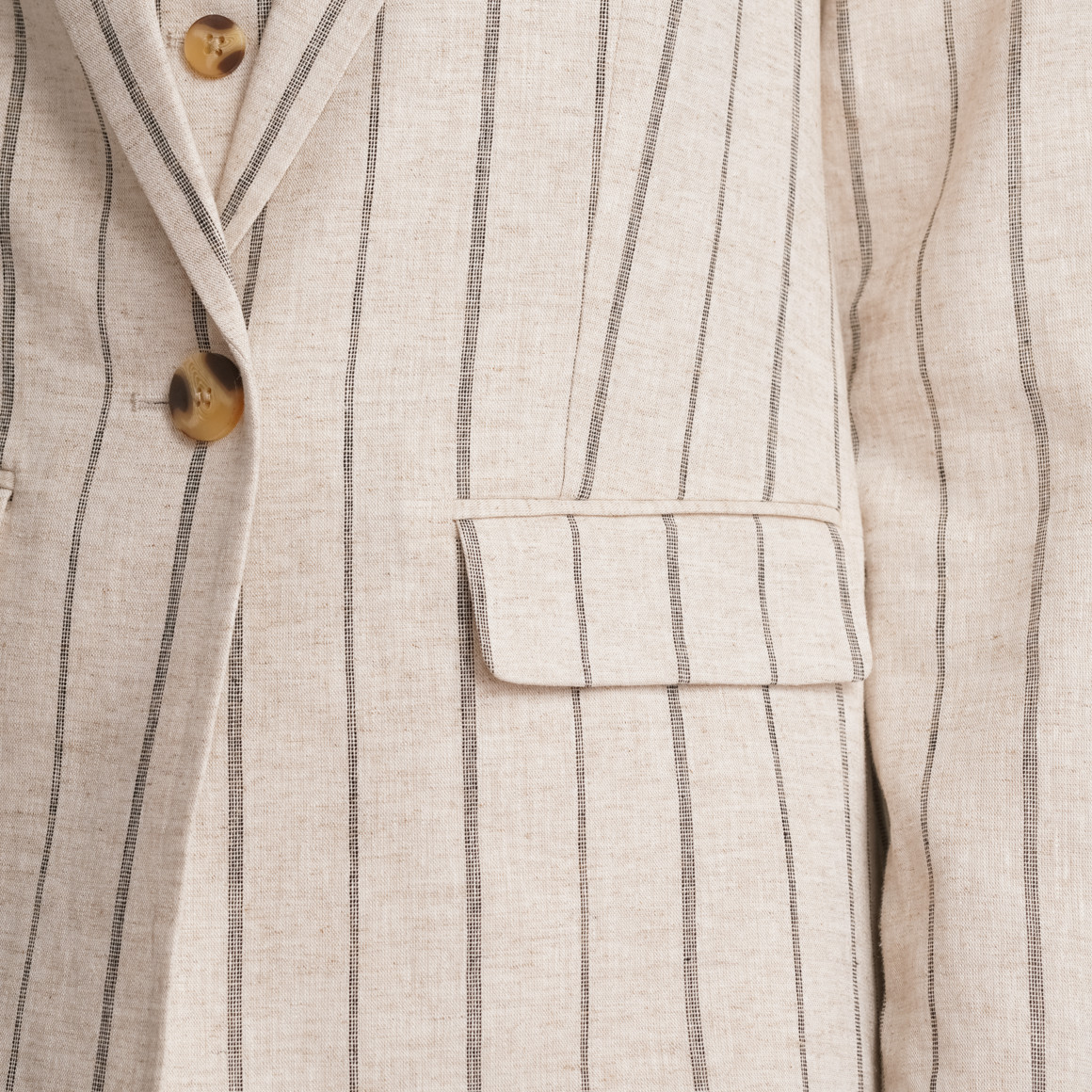 Gina Collection Damen Leinen-Blazer mit Streifenmuster creme