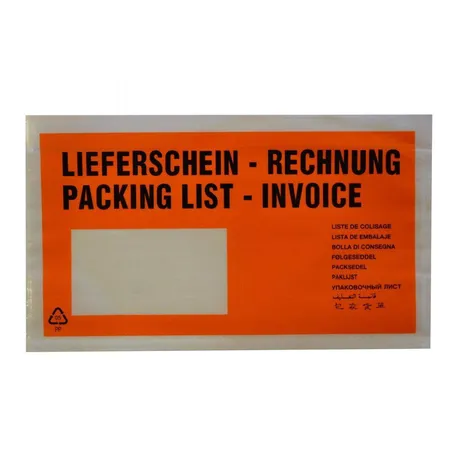 DM Folien Lieferscheintaschen DIN lang, orange, 1000 Stück