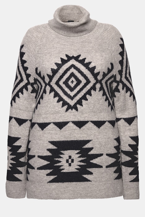 Pullover, grafisches Muster, Rollkragen, Langarm