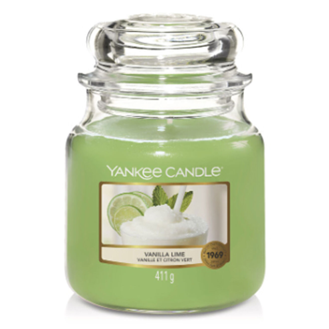 Yankee Candle Bougie parfumée moyenne jarre Vanille & citron vert - 65-75h