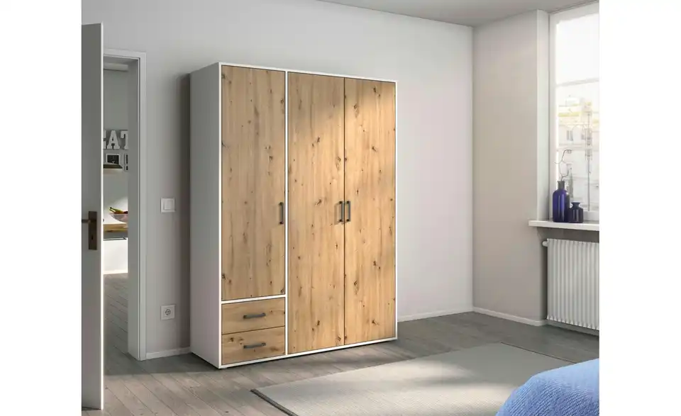 Drehtürenschrank Absetzung: Weiß 140 cm 3 Stück