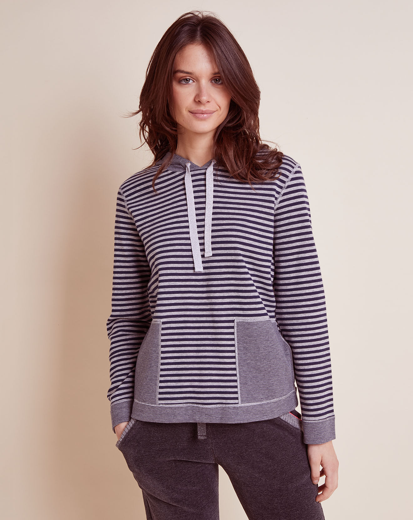 Le Chat Sweat Cork à rayures marine/gris chiné
