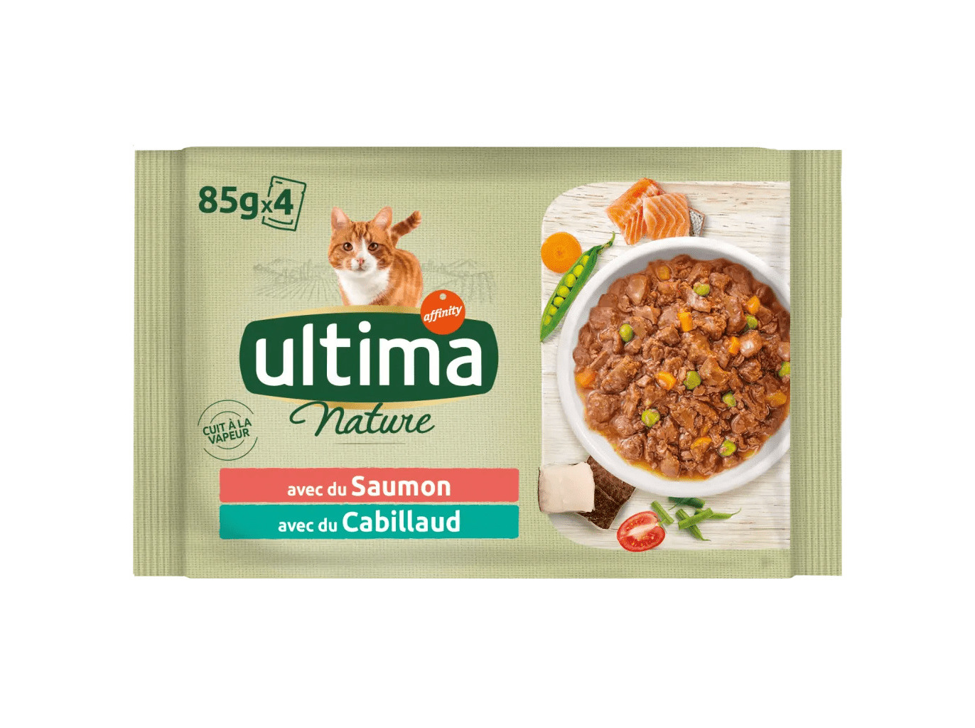 COMIDA HÚMIDA PARA GATO ULTIMA NATURE COM SALMÃO E TRUTA 4X85G