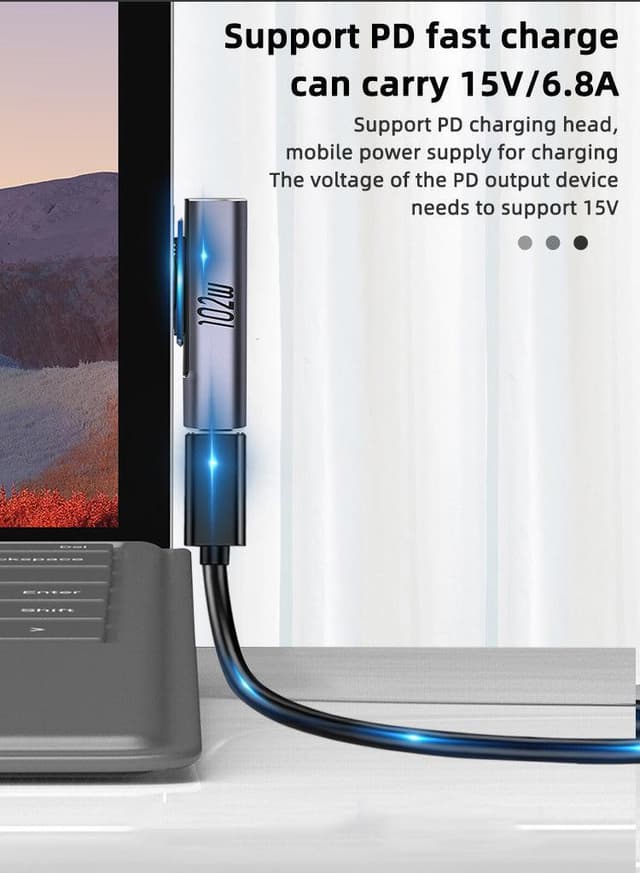 NÖRDIC USB-C Opladningsadapter til Microsoft Surface 15V 6.8A 102W