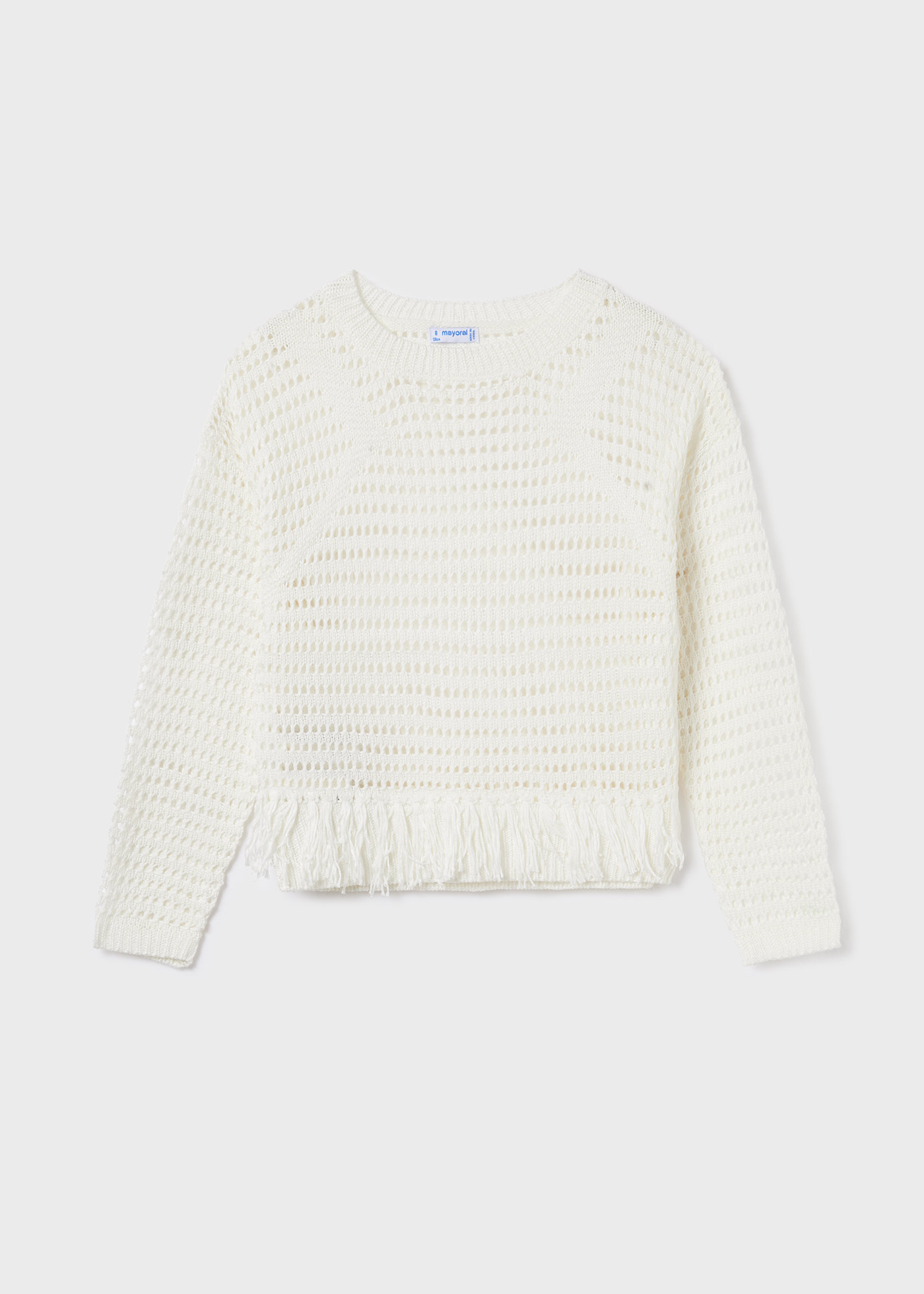 Blusa de malha jersey com apliques de franjas para meninas