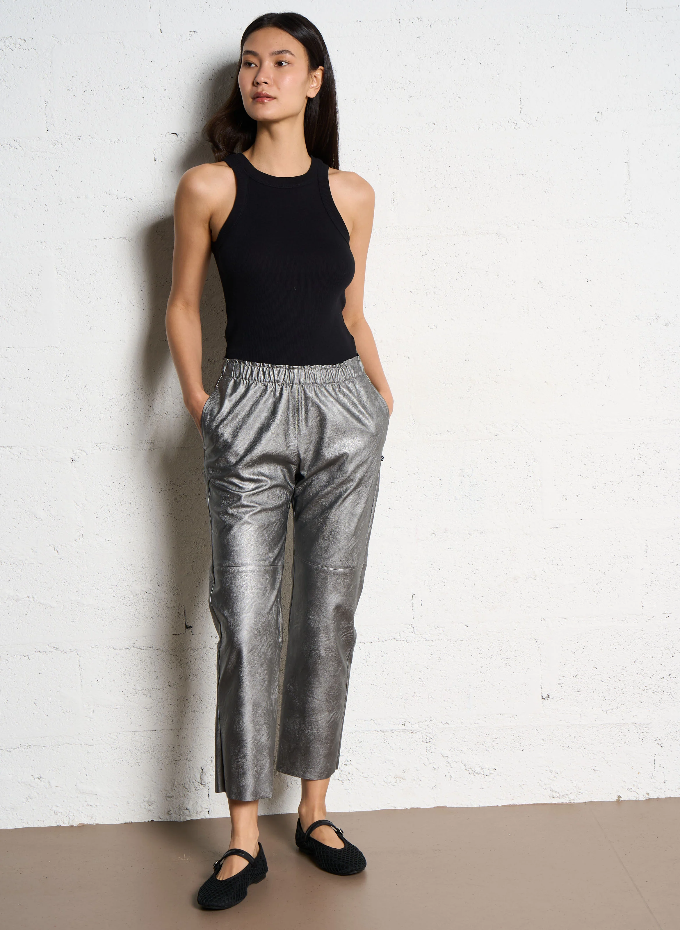 ANDREE - Pantalon droit métallisé | Gris