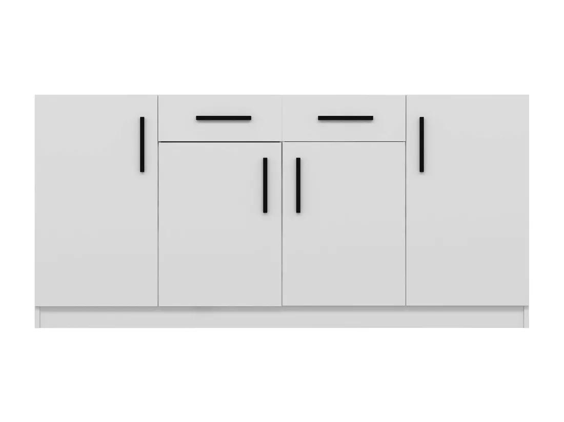 Buffet avec 4 portes et 2 tiroirs - Blanc - MEROLIA