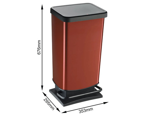 Rotho pedaalemmer kunststof PASO 40 l rood