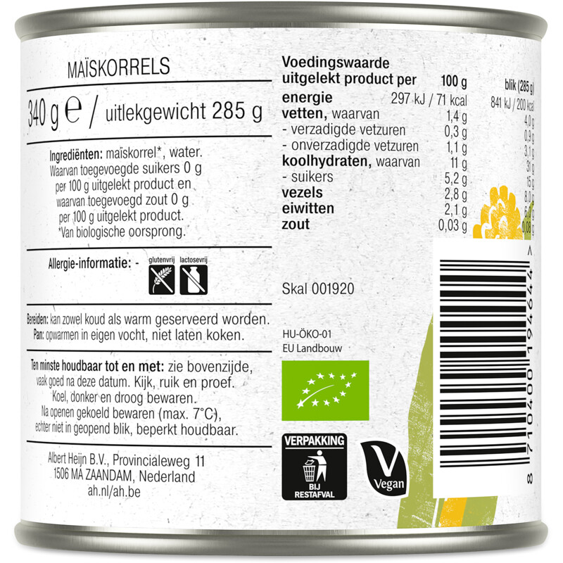 AH Biologisch Maïskorrels