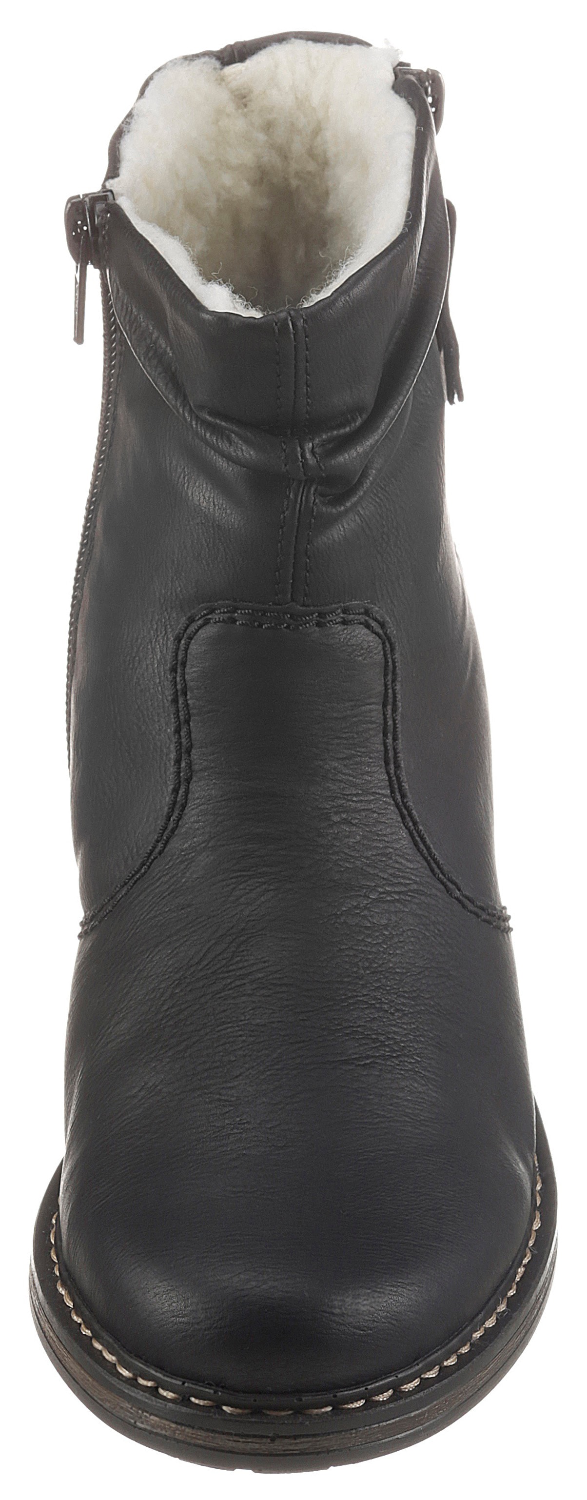 Rieker Winterstiefelette  , Winterboots, Blockabsatz, Profilsohle, mit Zierreissverschluss aussen
