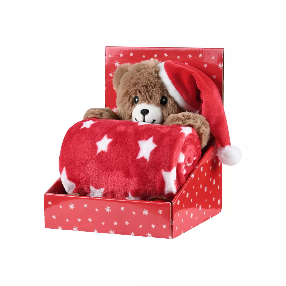Plaid de Noël (100 x 75 cm) et peluche Lucien Rouge