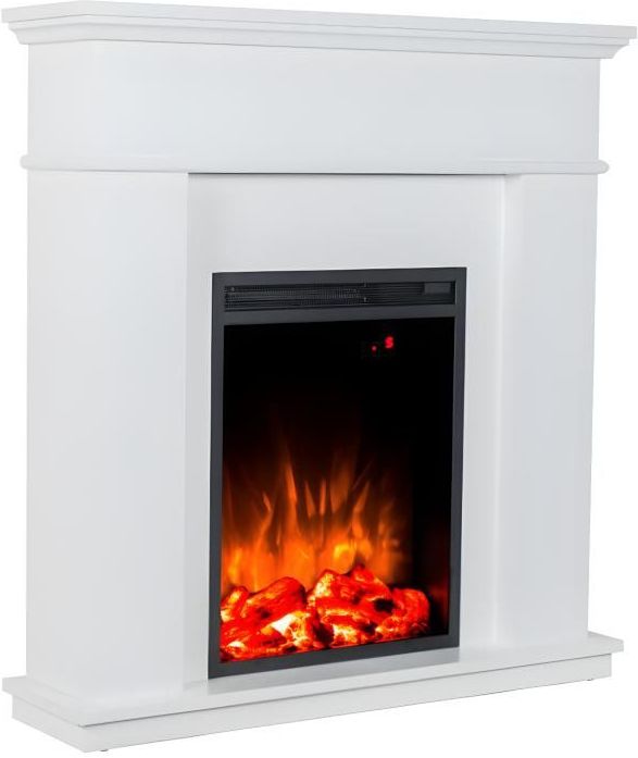 Vente-unique - VESUVIA - Elektrische Staande Sfeerhaard - Wit - L98 x D24 x H102,5 cm
