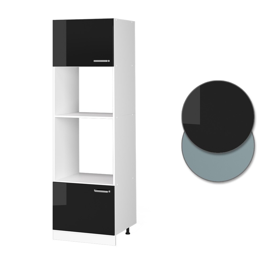 Vicco Mikrowellenschrank Küchenschrank R-Line Solid Weiß Schwarz 60 cm modern
