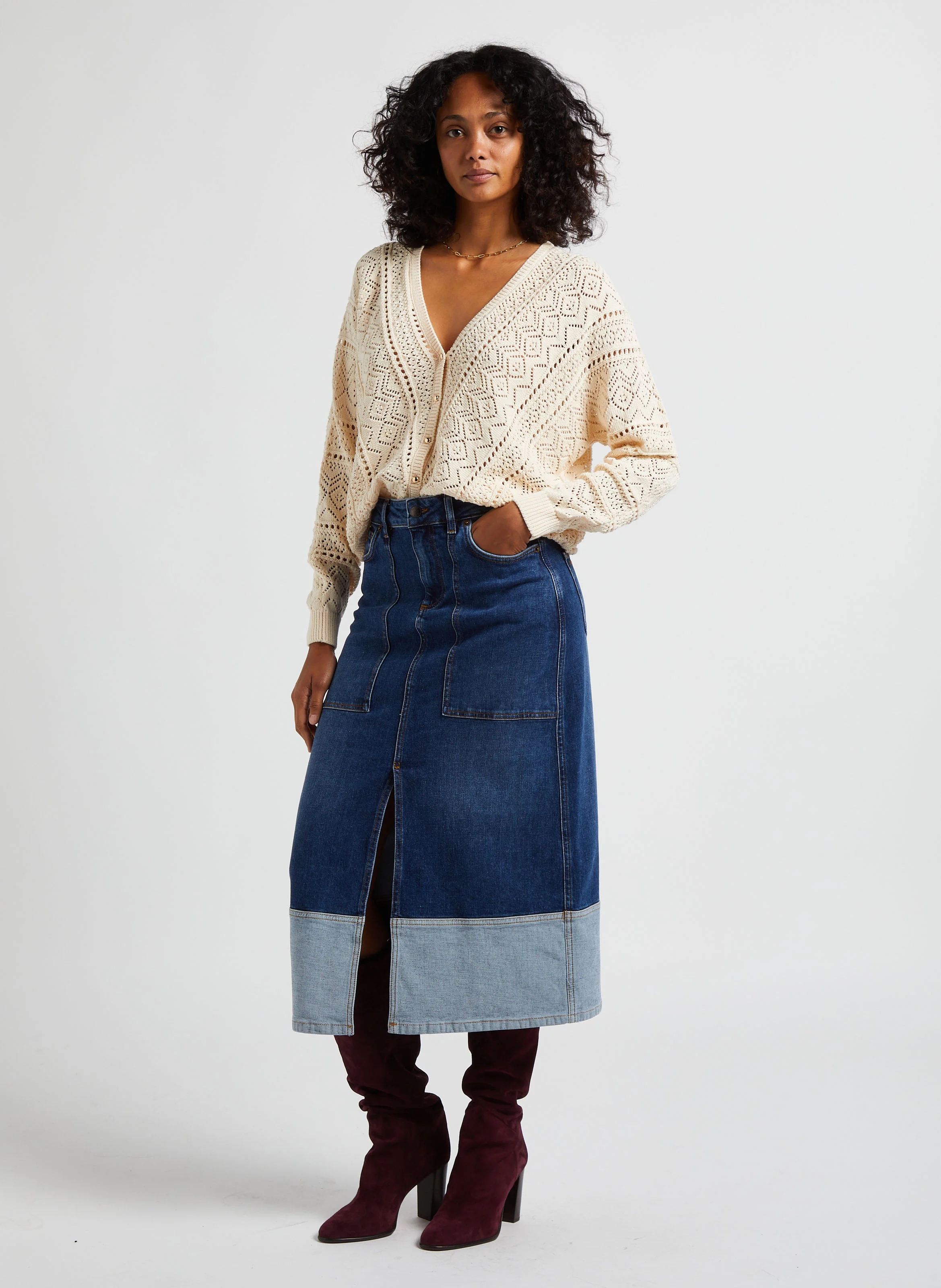 CYRON - Gilet col V en coton | Blanc