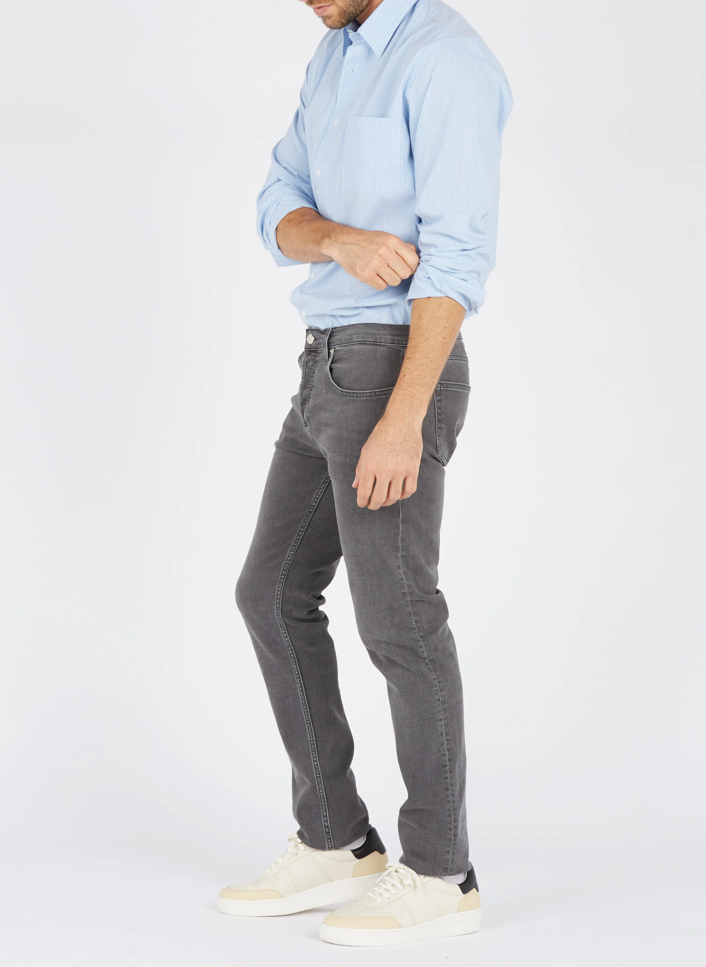 Jean slim taille normale en coton stretch | Gris
