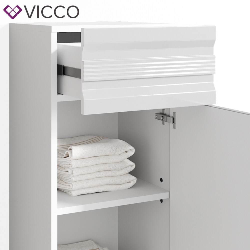 VICCO Badschrank FREDDY weiß hochglanz Badezimmer Badregal Midischrank