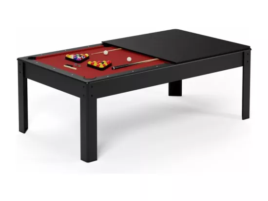 Billard Américain convertible table 6places KITBILL 6Ft - 206,5 x 116,5 x 80 cm Plateau dînatoire et accessoires inclus - Noir