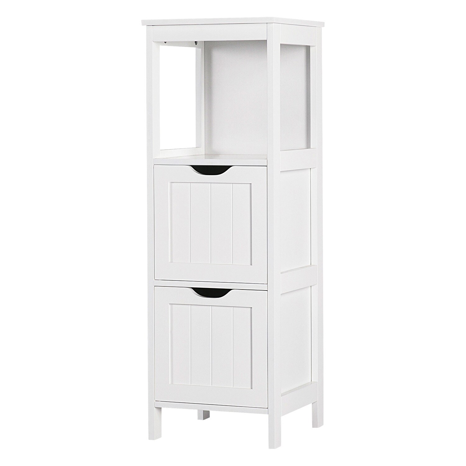 Yaheetech Badschrank, Badkommode, lackiertes Badregal weiß, Badezimmer Schrank mit abnehmbaren Schubladen, Nachtkommode, Eckkommode, 30x30x89cm LBH