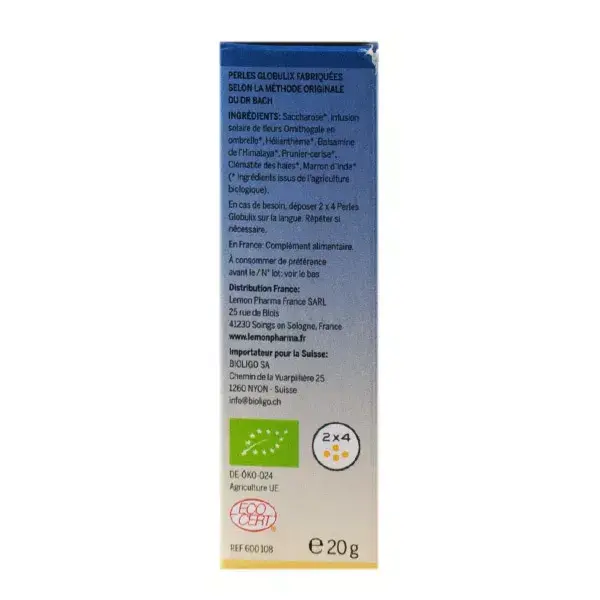 Lemon Pharma Bach Flower Remedies Pérolas da Noite Tranquila nº 39 Orgânicas 20g