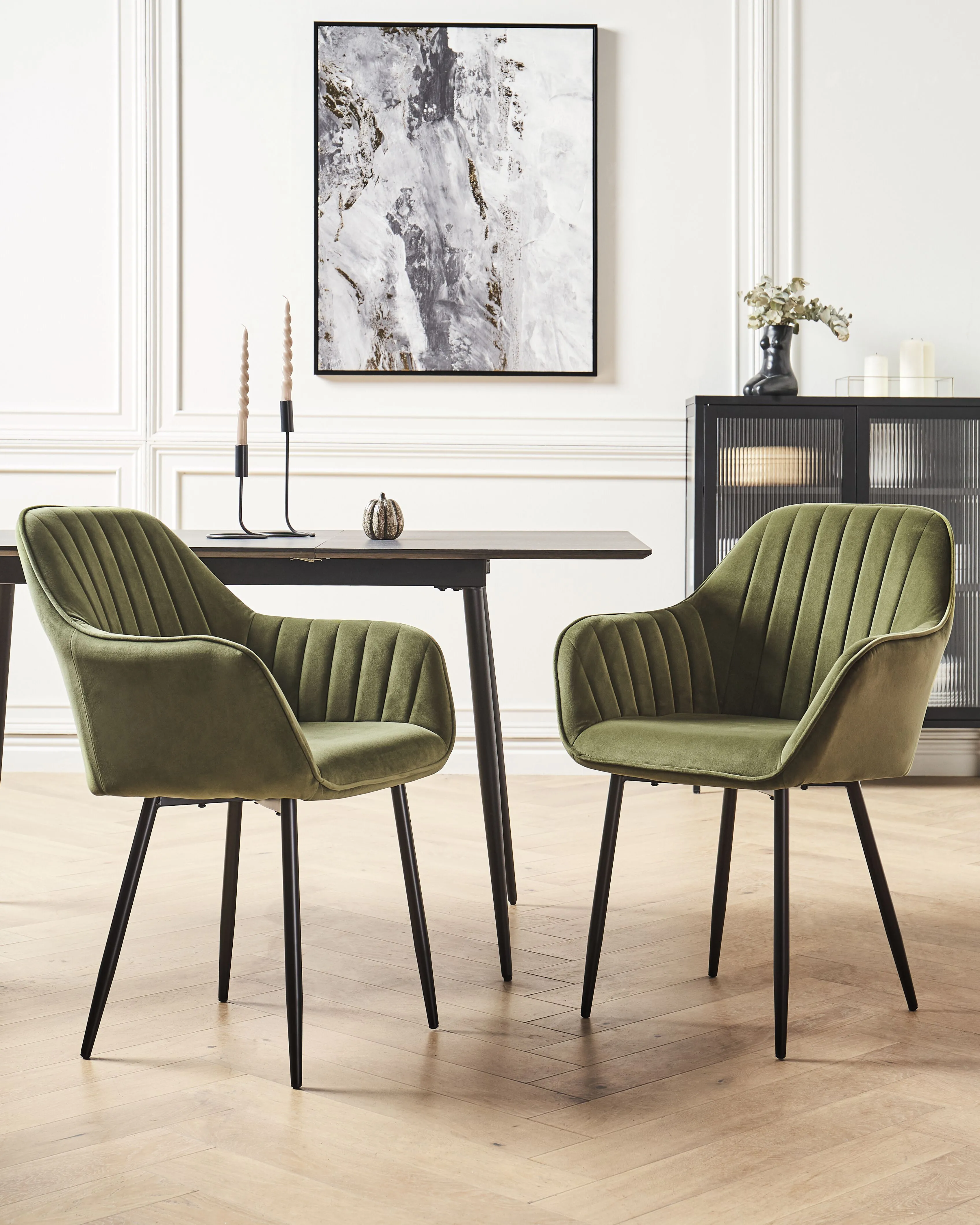 Set van 2 eetkamerstoelen WELLSTON Fluweel Olijfgroen