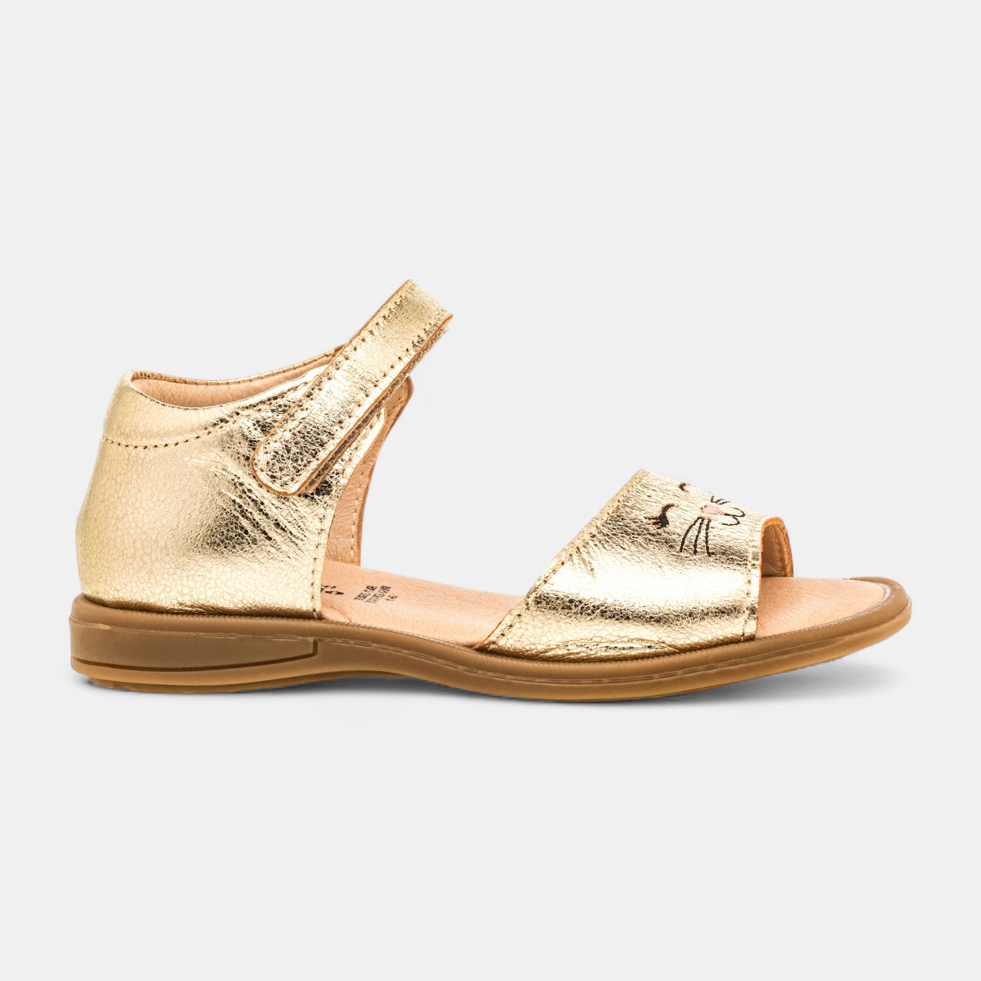 Nu-pieds Fille en cuir or