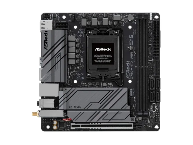 ASRock Z790M-ITX WiFi - Bundkort - mini ITX - LGA1700 sokkel - Z790 Chipset - Bluetooth, 2.5 Gigabit LAN, Wi-Fi 6, Gigabit LAN - onboard grafik (CPU påkrævet) - High Definition Audio (7.1-kanal)