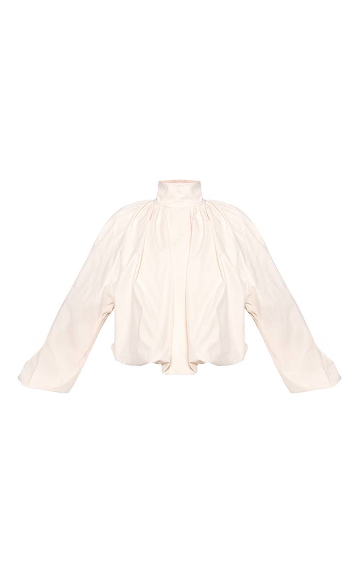 Crème Veste Coupe-vent Petite À Col Plissé Et Ourlet Élastiqué