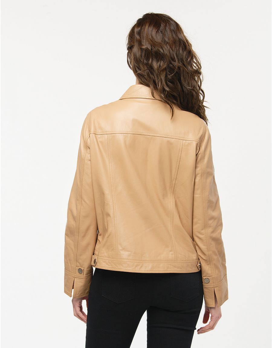 Veste 100% cuir beige
