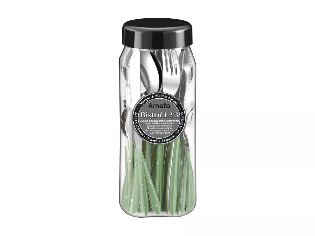 Bistro 1-2-3 - Ménagère 24 pièces Vert d'eau