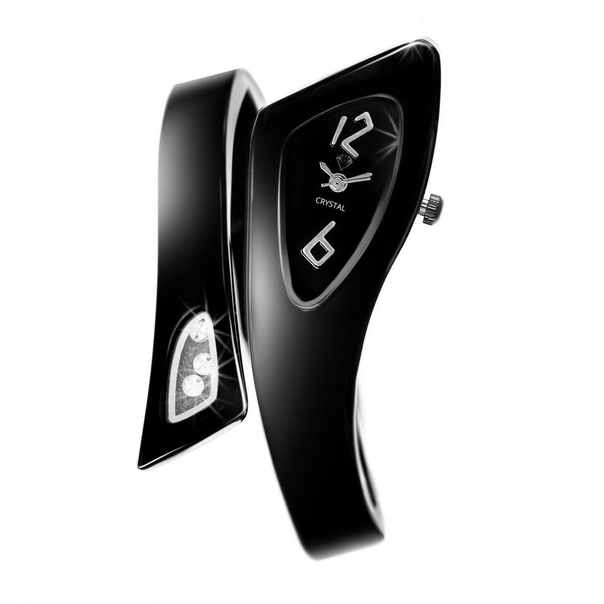 Montre Lyana noire SC Crystal ornée de Cristaux scintillants